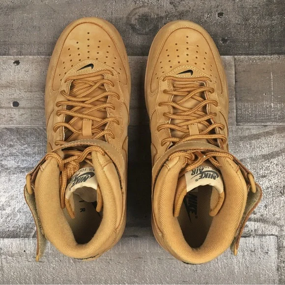 Nike Air Force 1 Mid Flax Sneakers 07 PRM QS One Nikes Shoes 8 Mens 715889-200 - Picture 6 of 16